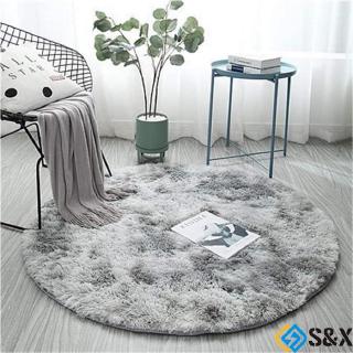 Thảm lông lót sàn hình tròn mềm mại chống trượt thoải mái