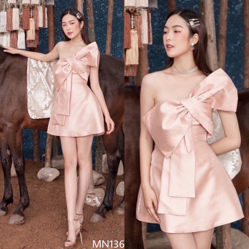 Đầm cúp ngực dáng xoè đắp nơ ngực Taffta xinh xắn dự tiệc đi chơi siêu yêu (CÓ ĐỆM NGỰC) - MN136 - Đầm Váy Mina | BigBuy360 - bigbuy360.vn