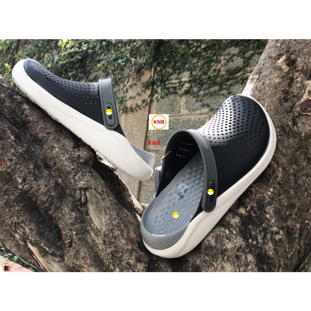 Dép Sục Cross Literide -FREESHIP + Hàng loại 1- Dép Quai Ngang Nam Nữ bít đầu đen viền trắng chống hôi chân, đi mưa