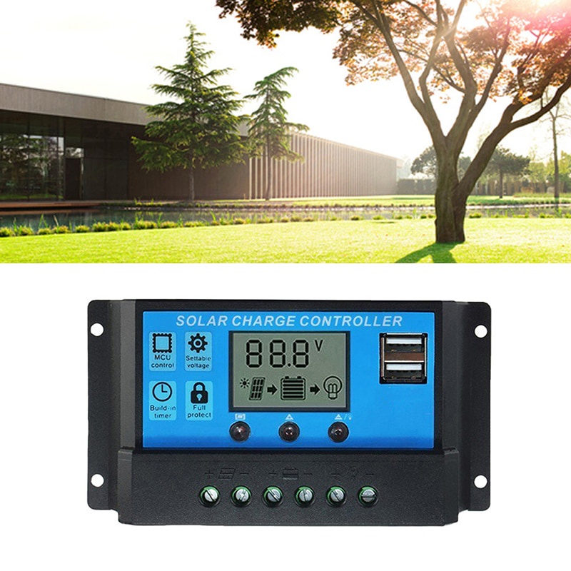 Bộ điều khiển sạc năng lượng mặt trời 100A 12V-24V cổng USB 5V màn hình LCD cao cấp