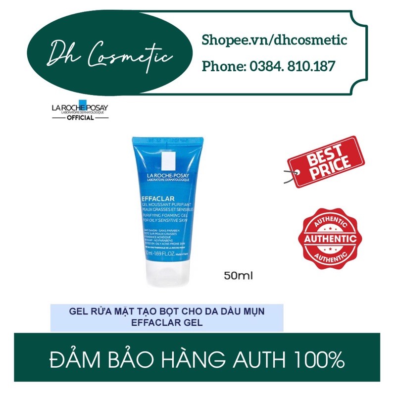 Sữa Rửa Mặt Cho Da Dầu Mụn, Nhạy Cảm - La Roche-Posay Effaclar Purifying Foaming Gel Cleanser 50ML