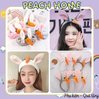 Băng Đô / Bờm Cài Tóc Hình Tai Thỏ Và Cà Rốt Ngộ Nghĩnh Xinh Xắn Rửa Mặt Turban Skincare Cho Nữ