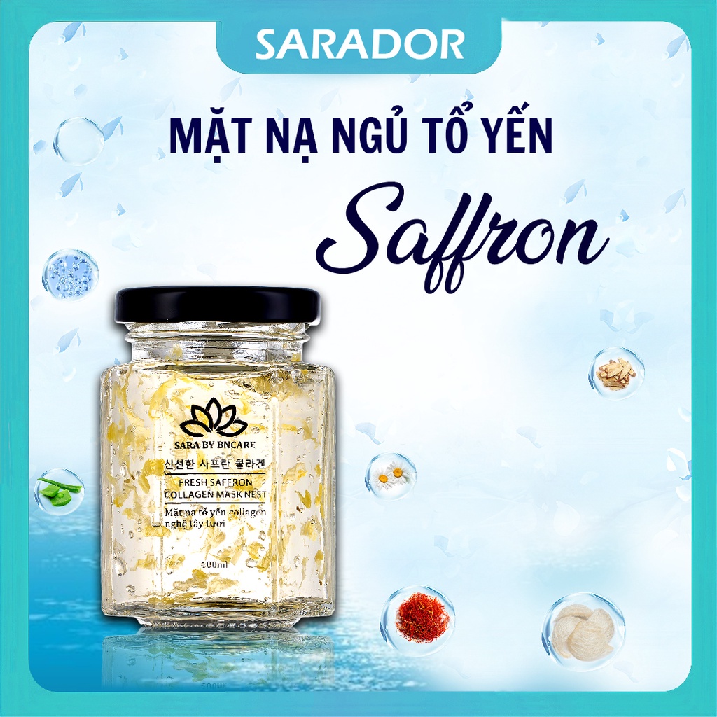 Mặt Nạ (Mask) Ngủ Dưỡng Da Collagen h a (HA) Nha Đam Giảm Mụn, Mờ Thâm Sarador (Tinh Chất Tổ Yến, Saffron, mờ thâm)