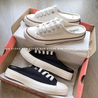 Sục cv đen trắng , giày đạp gót độn đế Hot trend