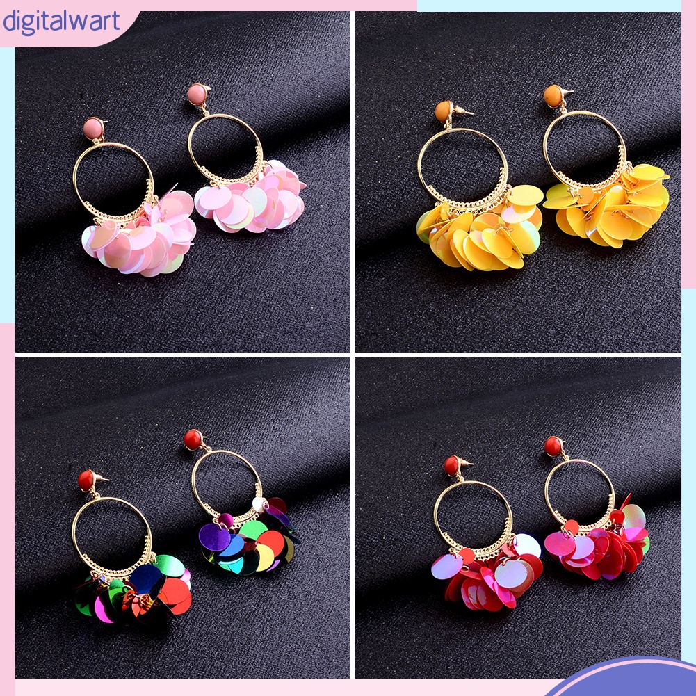 Đôi Khuyên Tai Tua Rua Vảy Kim Loại Phong Cách Bô-Hem Cho Nữ