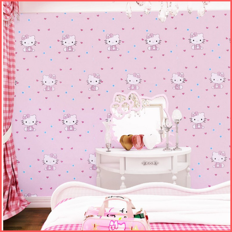 Gấy dán tường Hello kitty hồng trái tim khổ 45cm có keo sẵn (giá bán 1 mét dài), giấy decal dán tường phòng ngủ cho bé | BigBuy360 - bigbuy360.vn