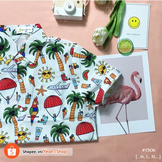 [Yeah1Shop]- Áo sơ mi vẹt và cây dừa (M, L, XL) (SMHH)