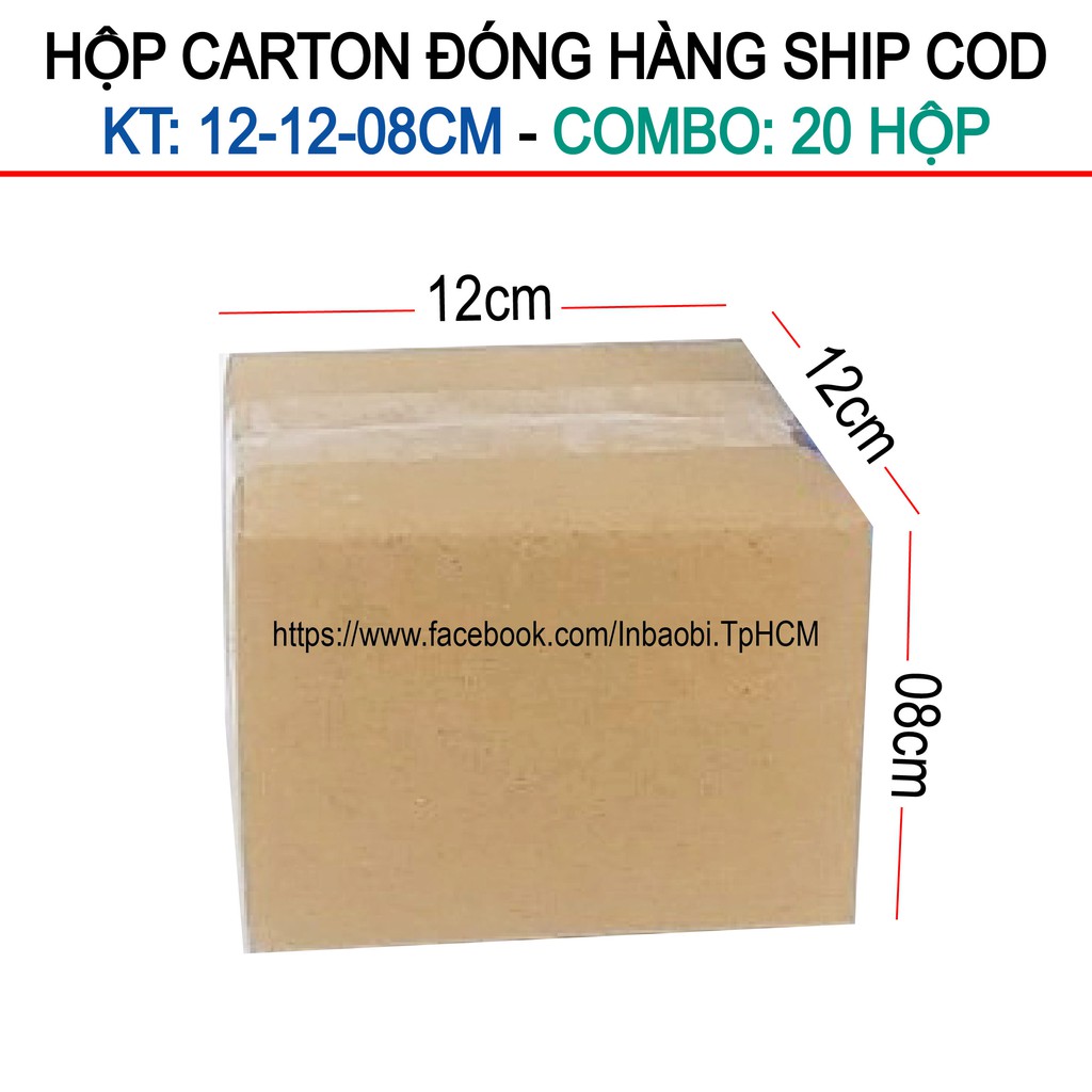 50 Hộp 12x12x8 cm, Hộp Carton 3 lớp đóng hàng chuẩn Ship COD (Green &amp; Blue Box, Thùng giấy - Hộp giấy giá rẻ)