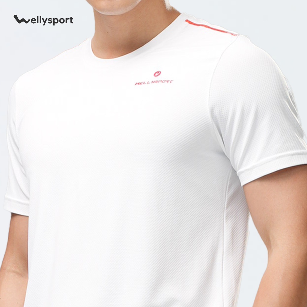 Áo Thun Thể Thao Nam Cao Cấp Cổ Tròn Logo Ngực Trái, Welly Sport, Màu Trắng White, Mã ALGNT01