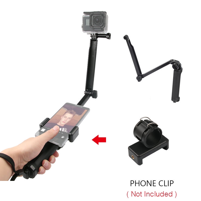 Bộ tay cầm cao cấp có thể gấp lại cho camera GoPro Hero 7 6 5 4 và camera hành trình Yi 4K Sjcam Eken Go Pro