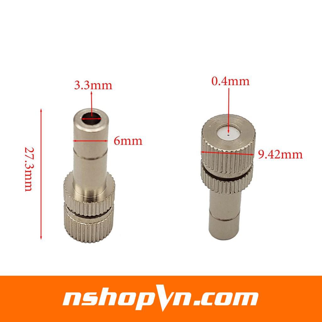 Đầu béc phun sương ống 6mm lỗ 0.3mm - 0.4mm - 0.5mm - 0.6mm