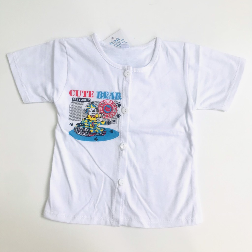 Set 5 áo sơ sinh tay ngắn trắng cài giữa cho bé