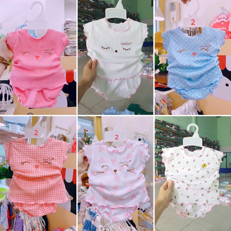 [Bé 4-11kg] Bộ cộc tay cánh tiên quần chip bèo thun cotton mát Hotga Bé gái đồ bộ sơ sinh cho bé gái từ 4-11kg