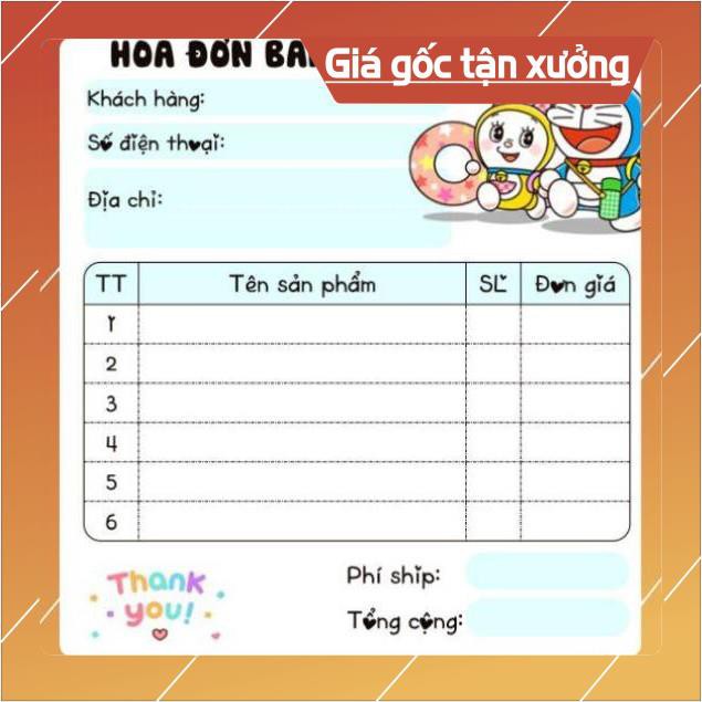 [Free ship] Hoá đơn bán hàng mini 1 liên dễ thương