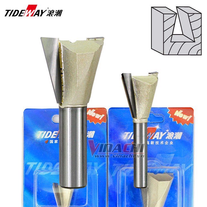 Mũi héc đuôi cá Tideway AC0303- chuyên dùng làm mộng thắt đuôi cá chắc chắn,dùng phổ biến trong ghép hộp vuông.