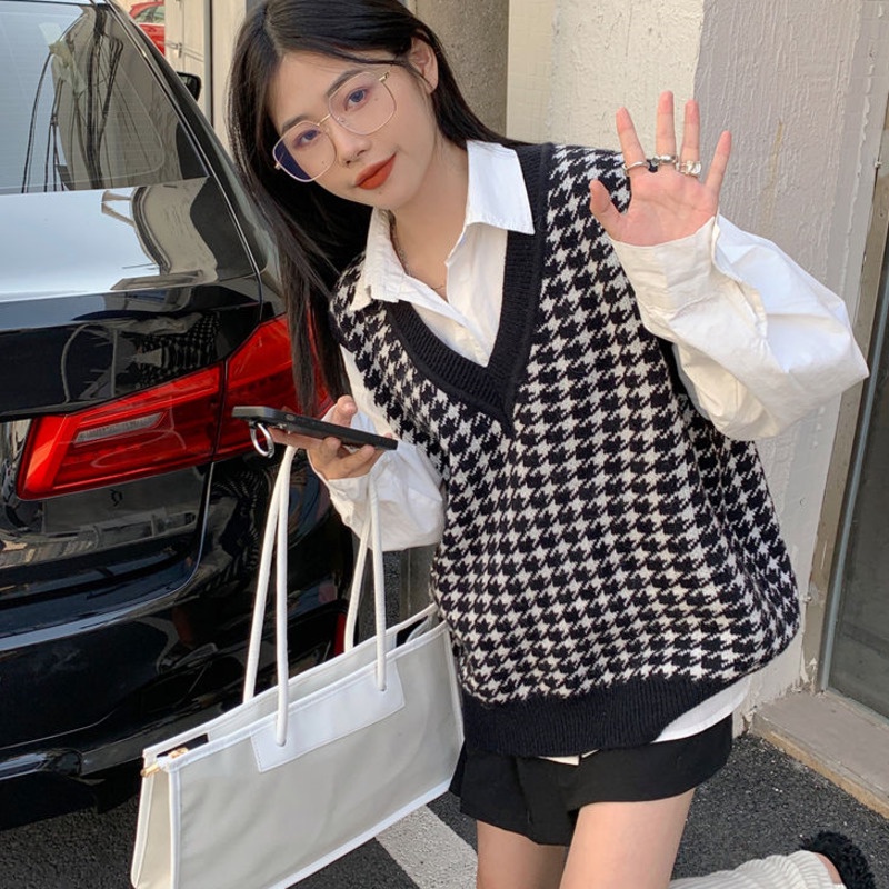 Áo len không tay dáng rộng thời trang mùa xuân mới phong cách Hàn Quốc