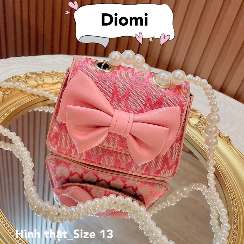 Túi đeo chéo mini đính nơ dây đeo ngọc thời trang mẫu mới 2022