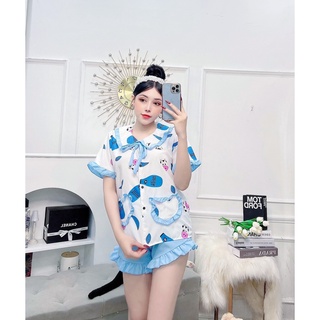 Đồ bộ pijama đùi bò sữa kate lụa cột nơ mềm mịn siêu xinh freesize dưới 60kg
