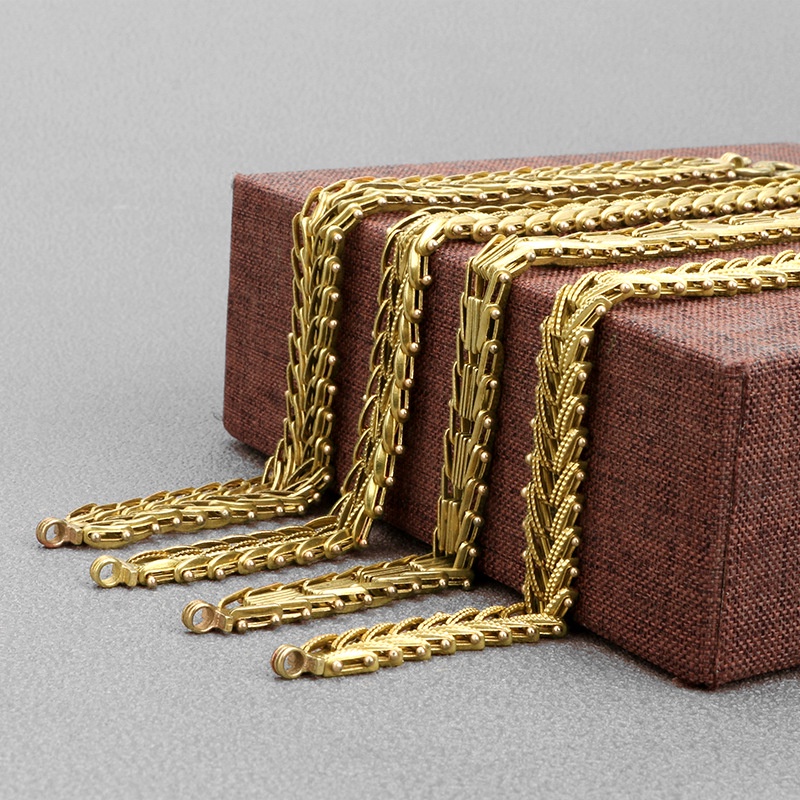 Vòng tay xương cá bằng đồng thau phong cách hip hop