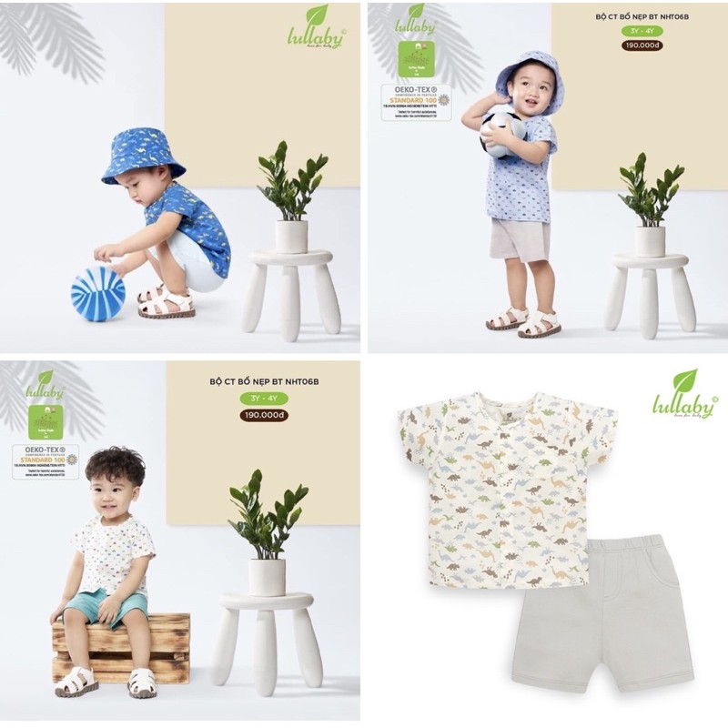 [FAFRINW05 giảm tối đa 30k đơn 150k]Bộ cộc tay Lullaby hoạ tiết bé trai NHT06B