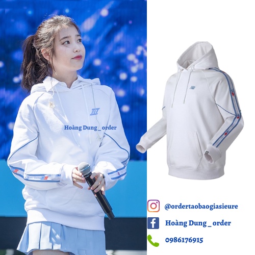 Áo Hoodie NB trắng IU thêu chữ phiên bản đặc biệt Meet Uaena