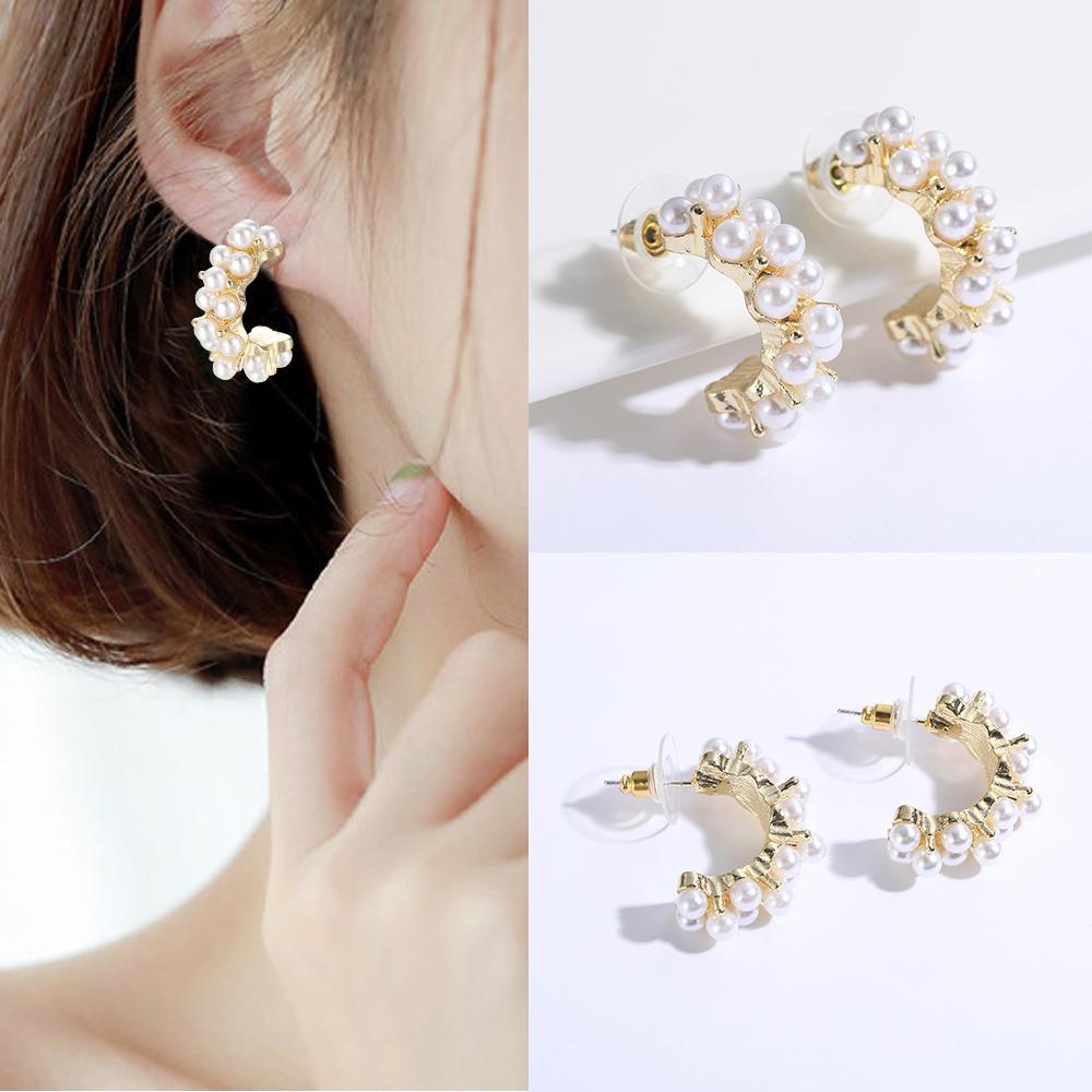 1 Đôi Bông Tai Tròn Họa Tiết Hình Học Thời Trang