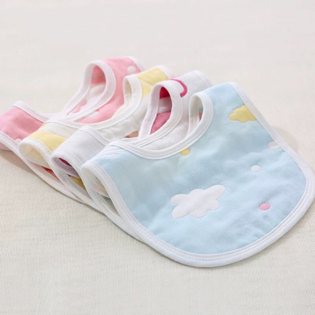 Yếm ăn dặm cho bé chữ U 6 lớp chất cotton mềm mại có cúc bấm điều , yếm dãi trẻ em thấm hút in họa tiết 2 mặt