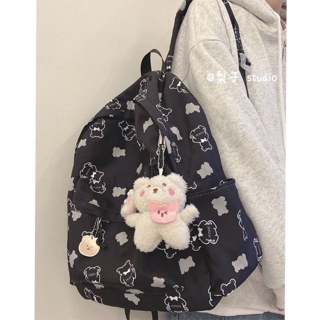 Ba Lô Đi Học In Họa Tiết Hoạt Hình Gấu Phong Cách Nhật Hàn Dễ Phối Đồ Cho Nữ