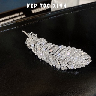 Kẹp tóc đính đá hình chiếc lá đi dự tiệc