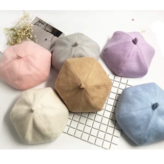 Mũ nồi da lộn, mũ beret da lộn cho bé 7-10 tuổi