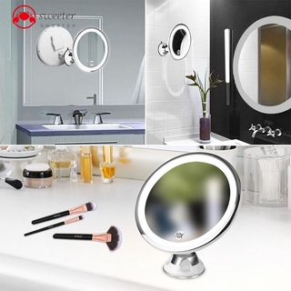 (Hàng Mới Về) Gương Trang Điểm Phóng To 10x Tích Hợp Đèn Led Có Thể Gập Lại Tiện Dụng