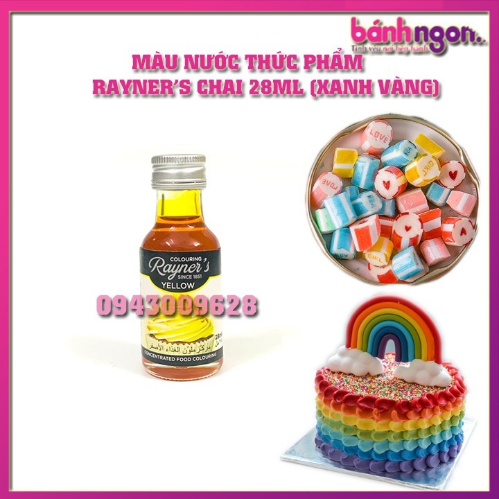 Mầu Nước Rayner's Dùng Cho Thực Phẩm /Màu Thực Phẩm Dạng Lỏng yellow color Rayner's 28ml (Vàng)