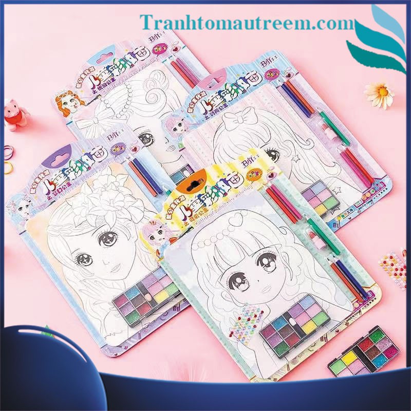 Tranh Tô Màu Trang Điểm Công Chúa Kèm Son