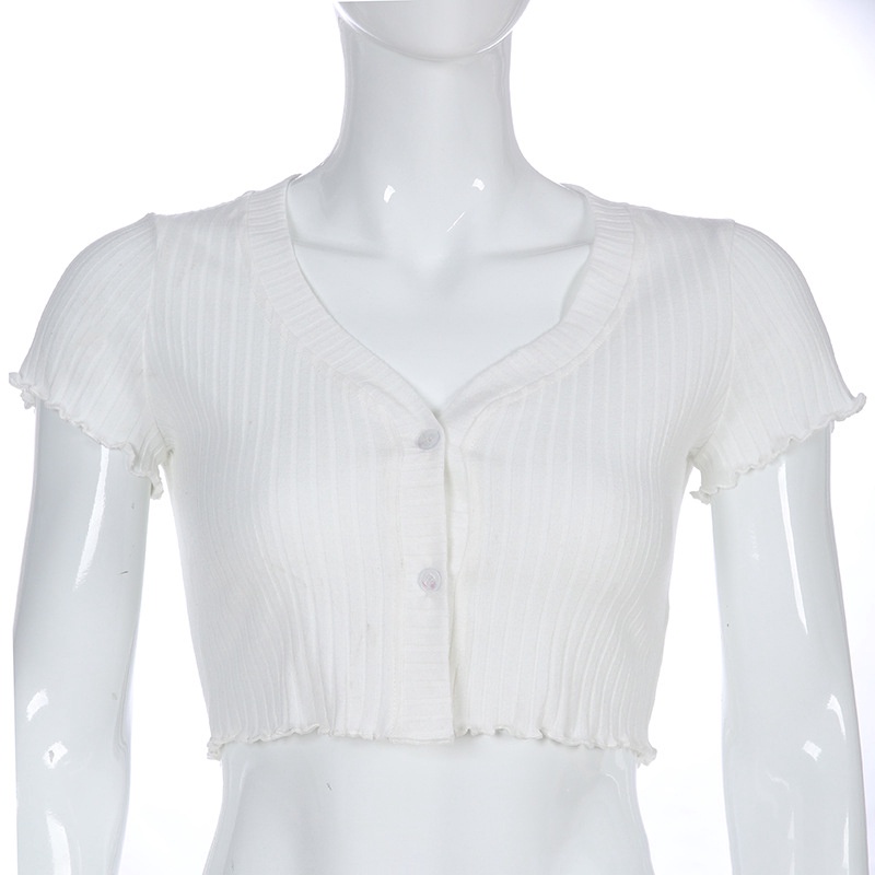 DUNEA Áo thun lửng ngắn tay trễ vai phong cách quyến rũ dành cho nữ