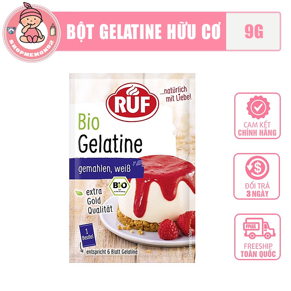 [MẪU MỚI] Bột Gelatine/Gelatin hữu cơ Ruf 9g