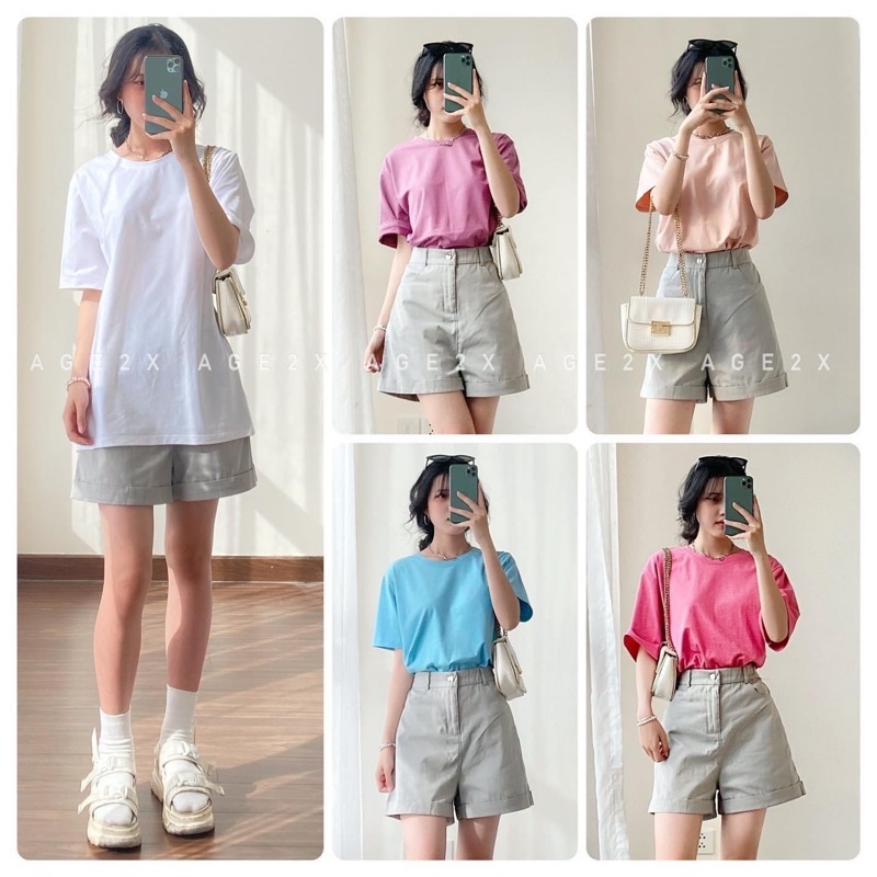 ÁO PHÔNG TRƠN ĐỐM AGE2X NAM NỮ