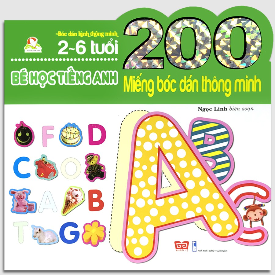 Sách - 200 Miếng bóc dán thông minh 2-6 tuổi - Bé học tiếng anh[Tái bản 2018] thumbnail