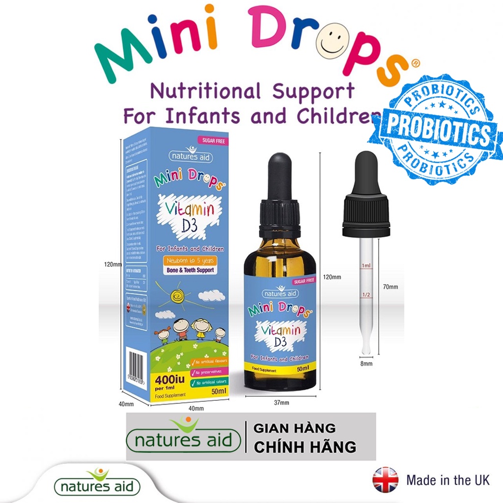 Vitamin D3 Drops hàng chính hãng Nature Aid UK