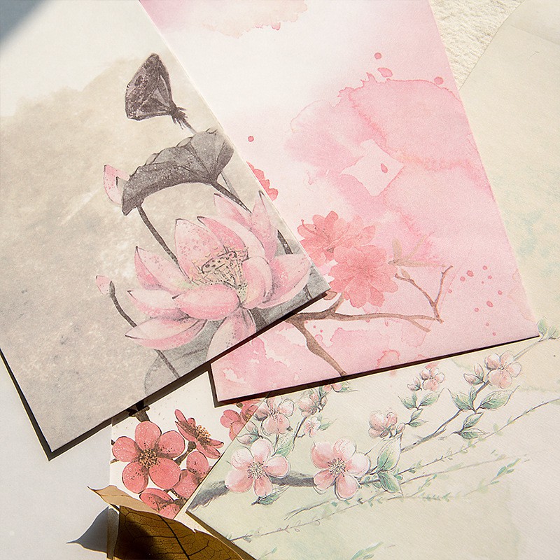 Set 5 cái - Phong thư mẫu hoa bìa dày