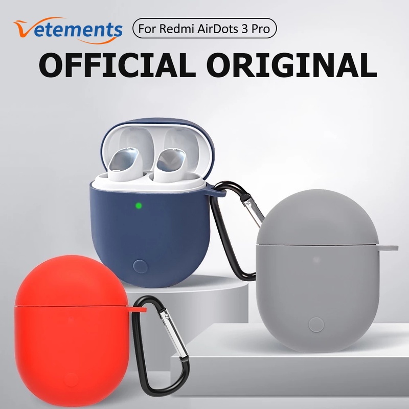 Vỏ silicon mềm bảo vệ hộp sạc tai nghe không dây cho Xiaomi Redmi AirDots 3 Pro có móc khóa