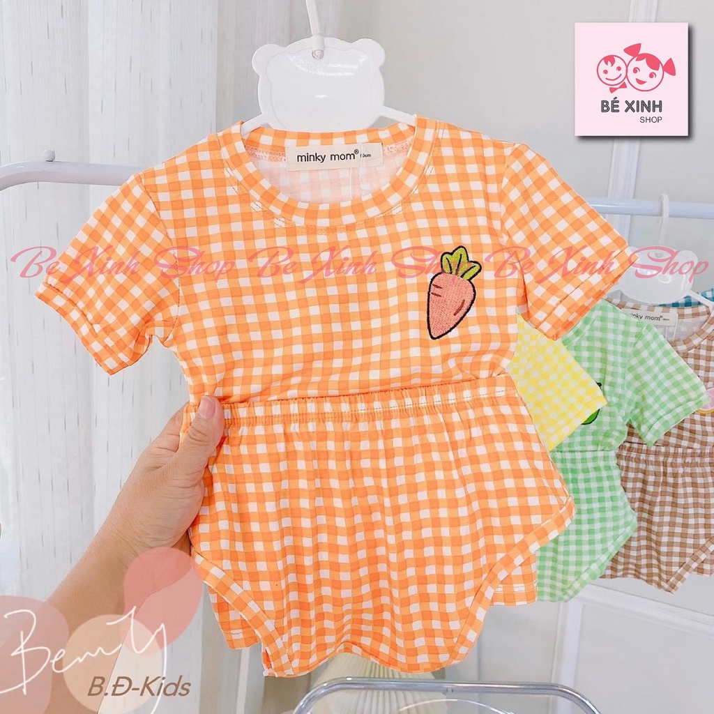 Minky Mom Bộ chip cộc tay cho bé trai bé gái  Đồ bộ bé trai gái quần áo trẻ em thun lạnh mát họa tiết CHIP CARO
