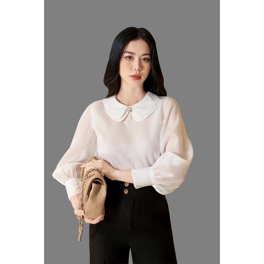 Áo Sơ Mi Trắng Nữ MY WAY Công Sở Tay Bồng Cổ Chui Sang Trọng 5MA0780
