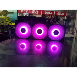 Quạt Fan LED RGB 12CM tự đổi màu không cần HUB giá sỉ Dual Ring