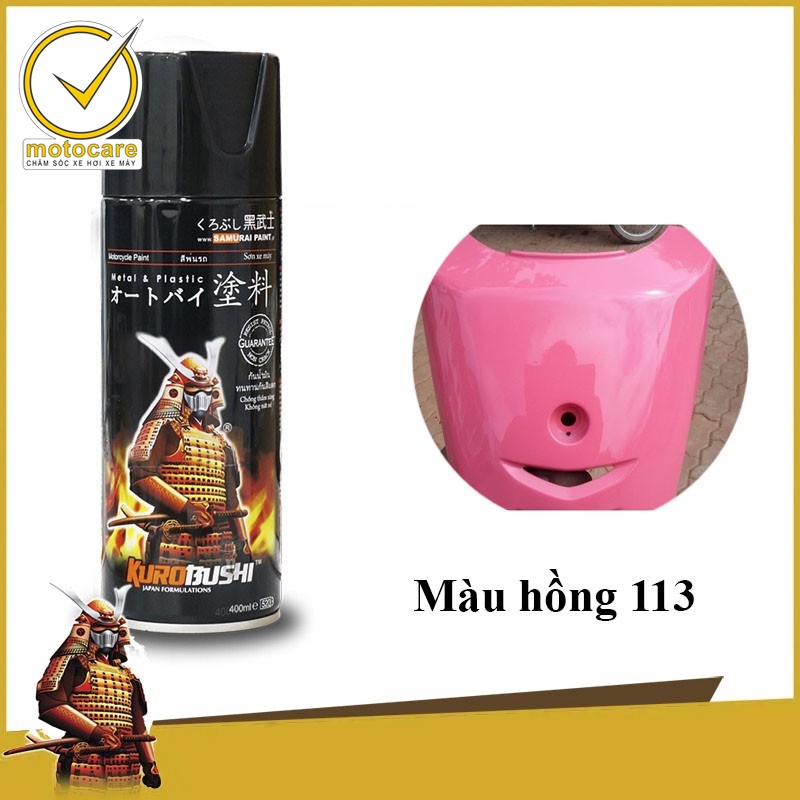 Chai sơn xịt sơn xe máy Samurai 113 màu hồng _ Pink