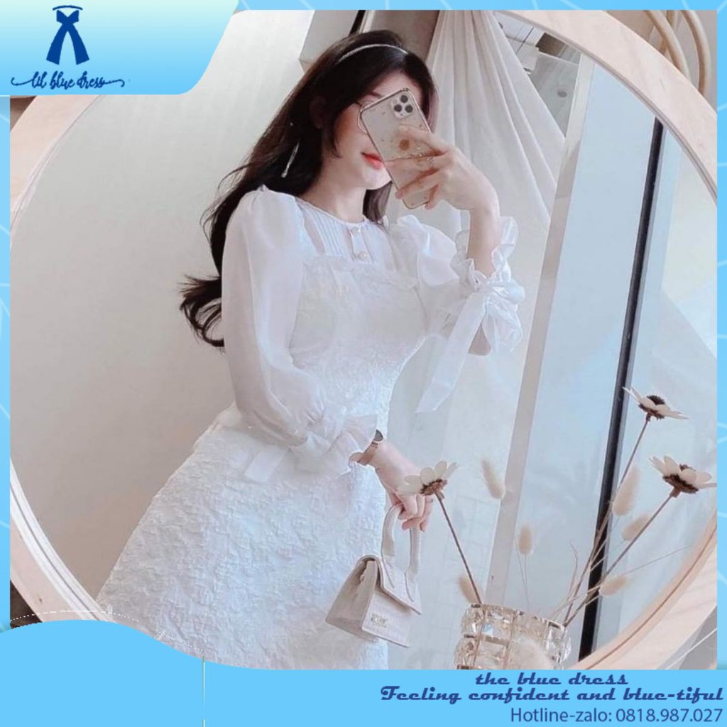 [CÓ SẴN] Đầm nữ trắng gấm xốp trắng tay phồng cổ tròn dáng xòe chữ A Ura Dress bigsize dự tiệc lady xanh giá rẻ đẹp