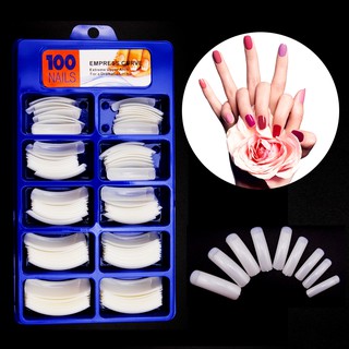 Bộ 100 Móng Tay Giả Trong Suốt Màu Trắng