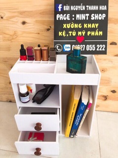 Kệ đựng mỹ phẩm 2 ngăn, tủ mini, khay son