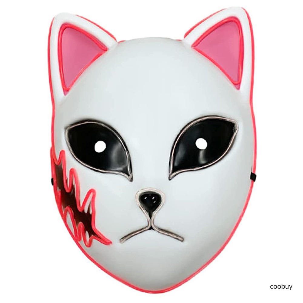 Mặt nạ đèn LED màu dạ quang hóa trang nhân vật hoạt hình anime Nhật Bản Demon Slayer thích hợp cho Halloween