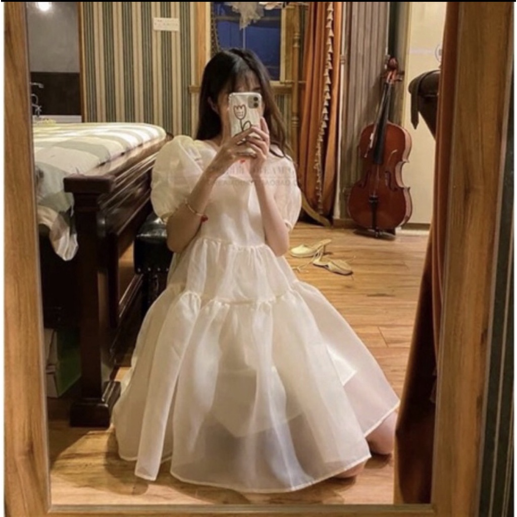 Váy Babydoll Ba Tầng Tơ Voan Tay Phồng Phong Cách Tiểu Thư Mã 281 | BigBuy360 - bigbuy360.vn