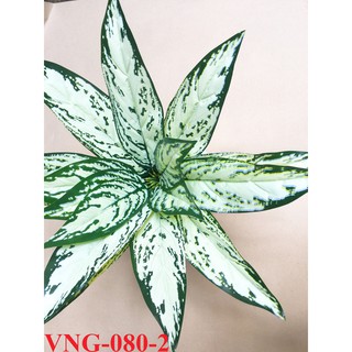Cây lá dong trắng giả, cây giả trang trí, cao 50cm, 15 nhánh lá - VNG-080-2 (chưa bao gồm chậu)